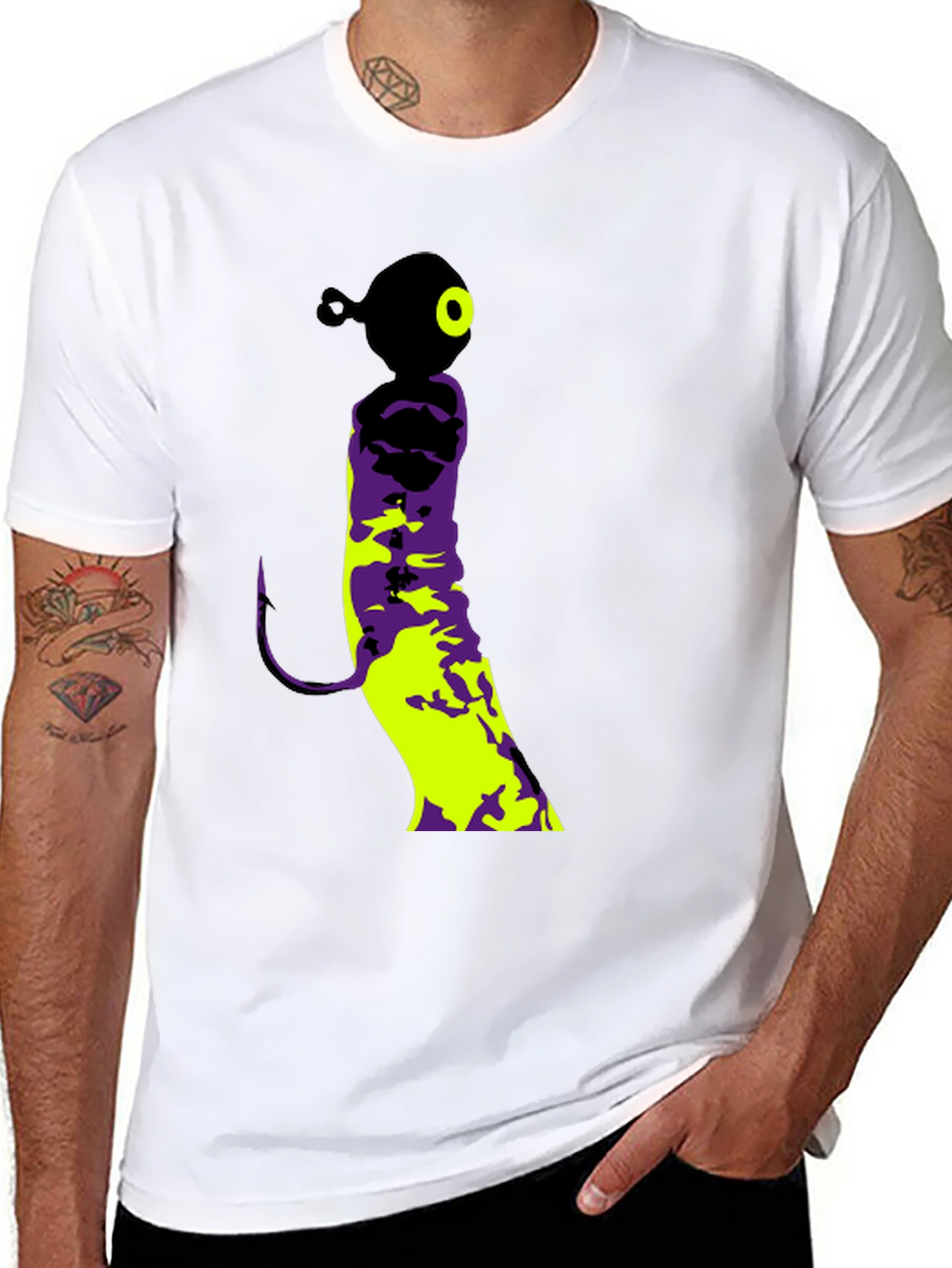 Fishing Lure Graphic Tee - Black Cotton