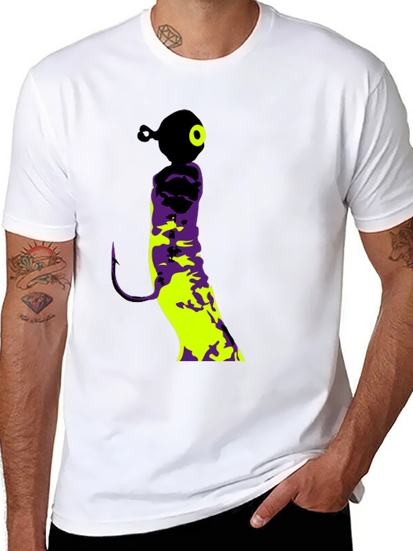 Fishing Lure Graphic Tee - Black Cotton