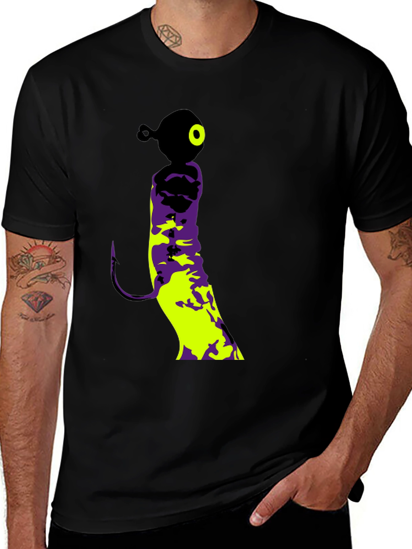 Fishing Lure Graphic Tee - Black Cotton