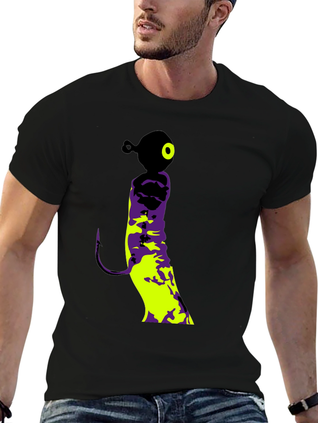 Fishing Lure Graphic Tee - Black Cotton