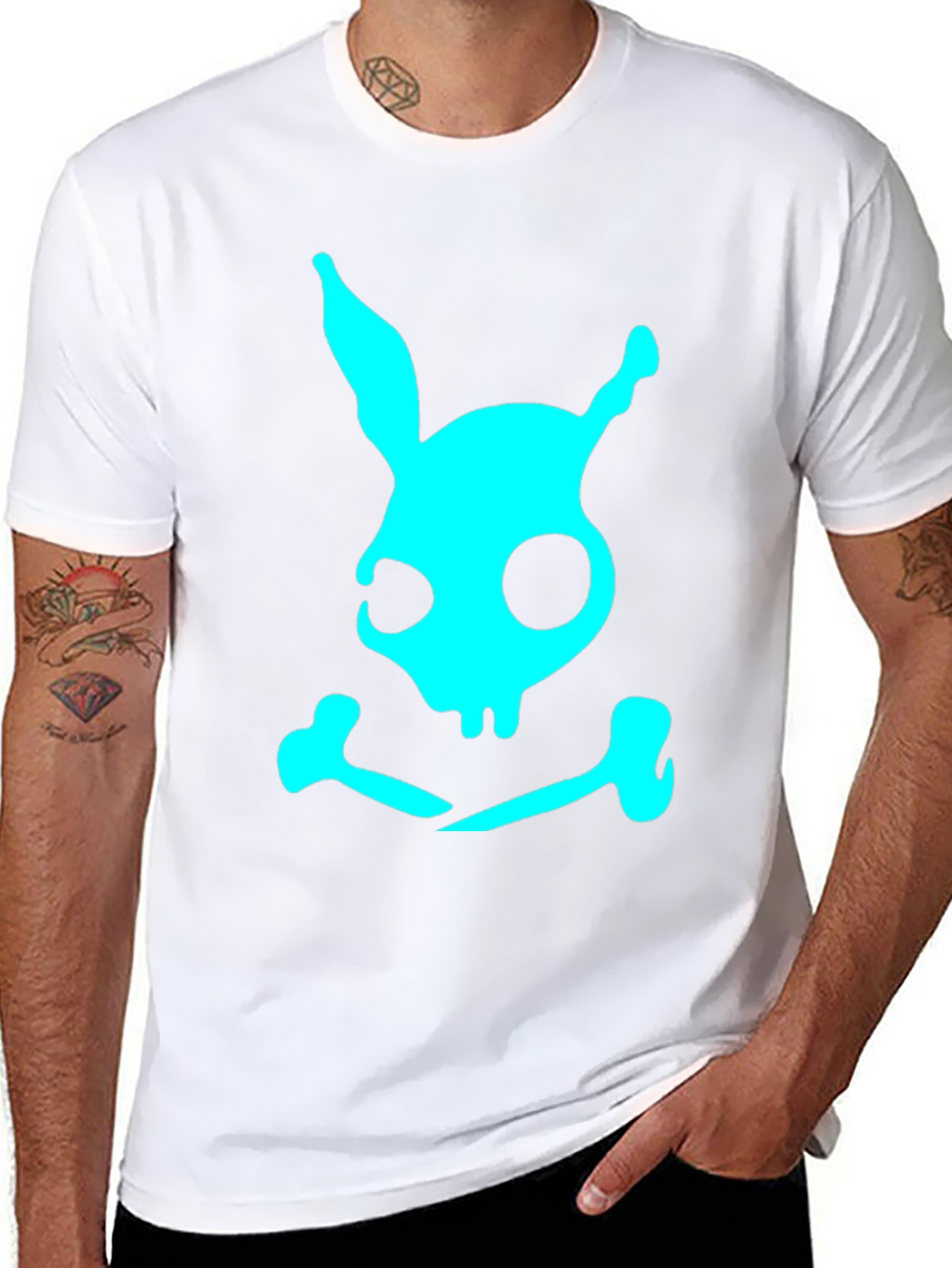 Skull Bunny Graphic T-Shirt - Black