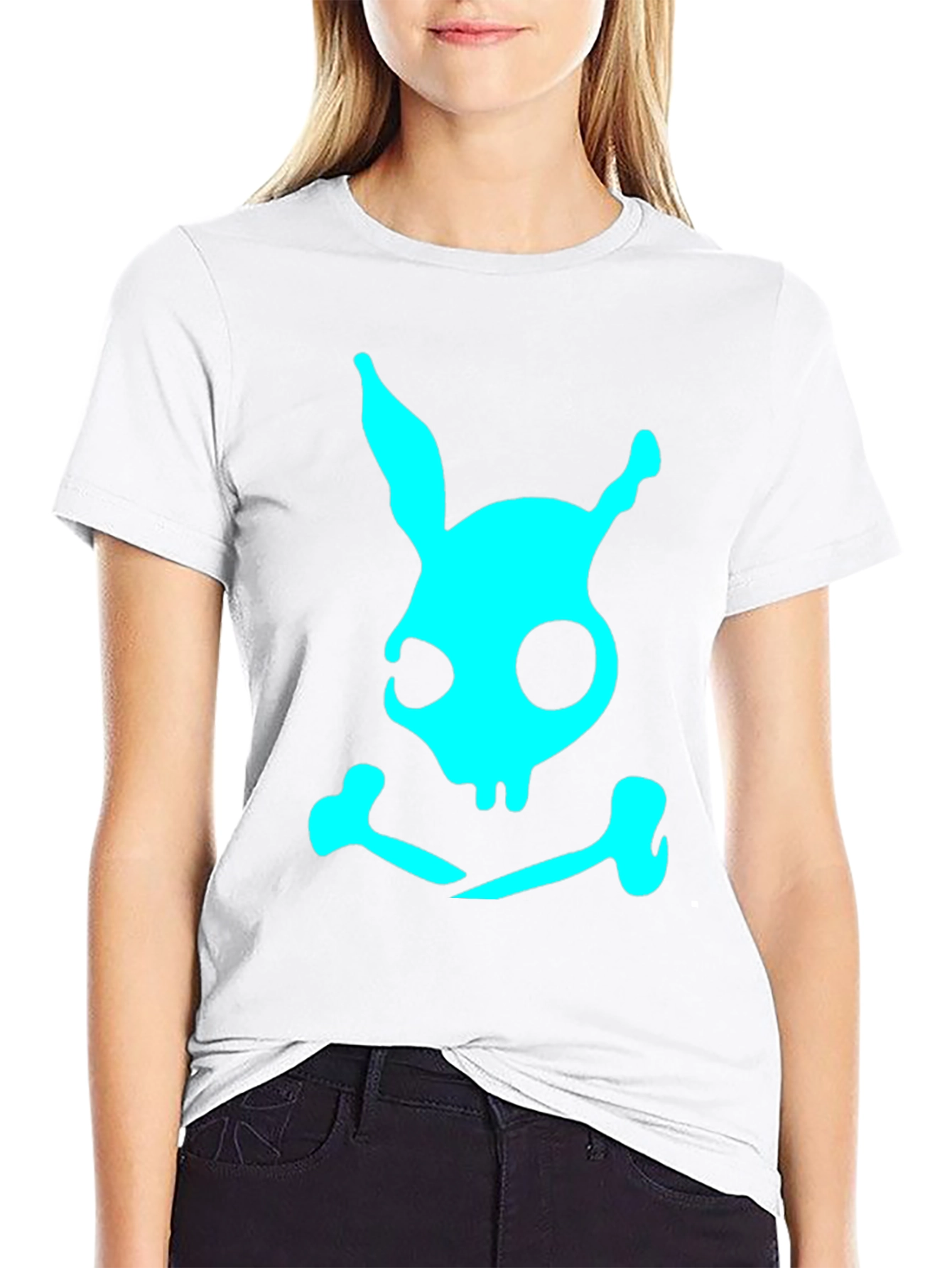 Skull Bunny Graphic T-Shirt - Black
