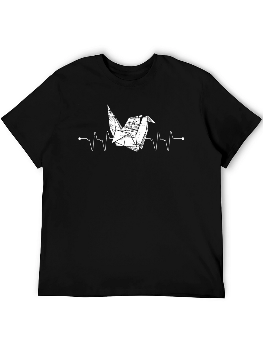 Origami Crane Heartbeat Graphic Tee - Black