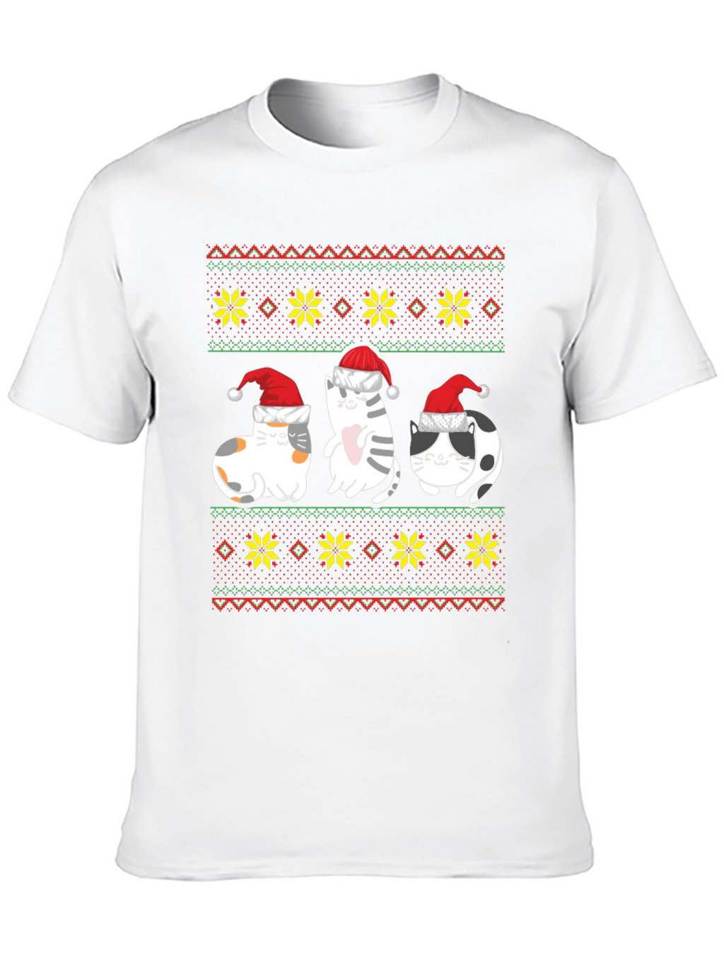 Festive Cat Ugly Christmas Sweater T-Shirt
