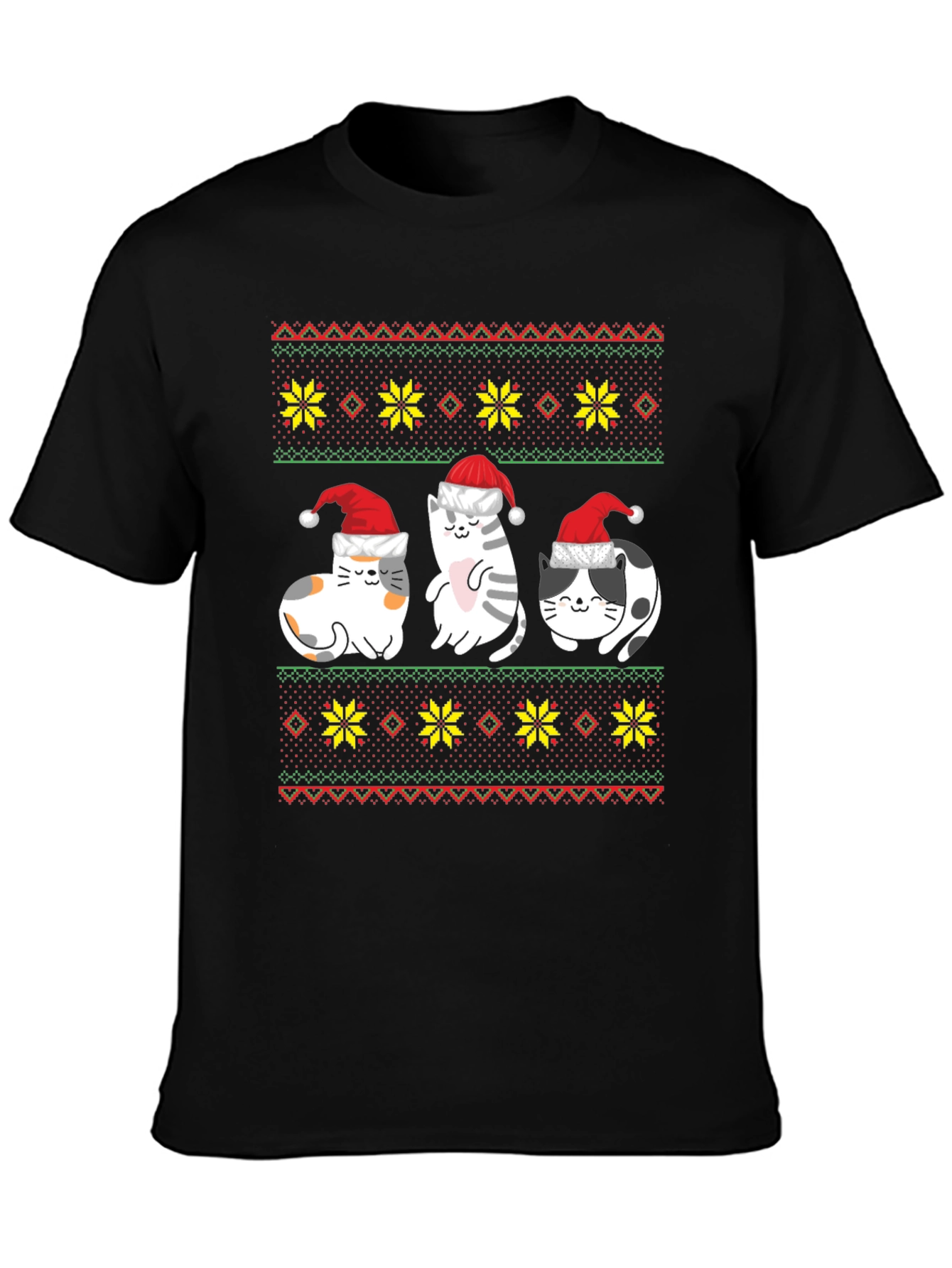 Festive Cat Ugly Christmas Sweater T-Shirt