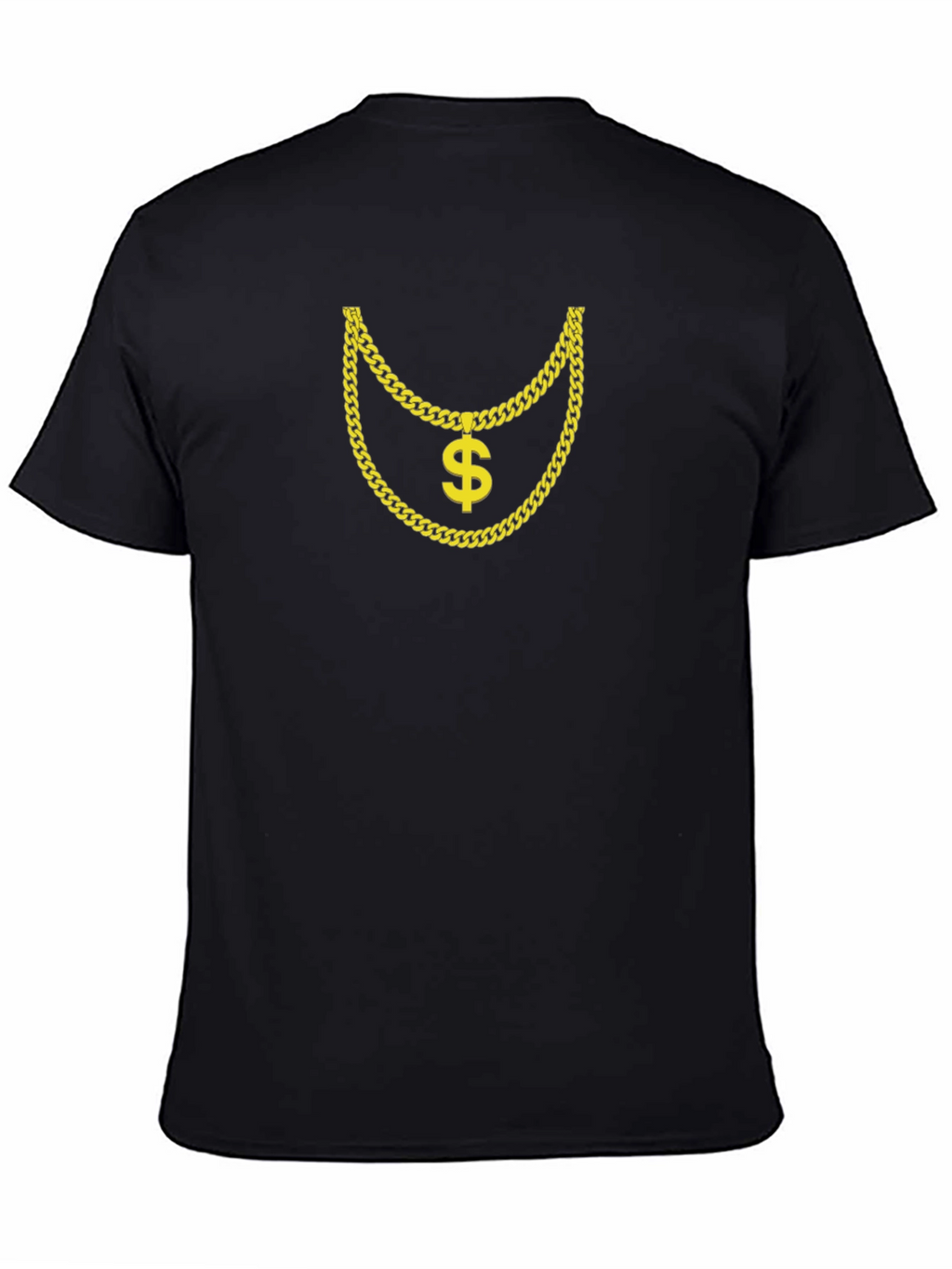 Gold Chain Dollar Sign Graphic Black T-Shirt