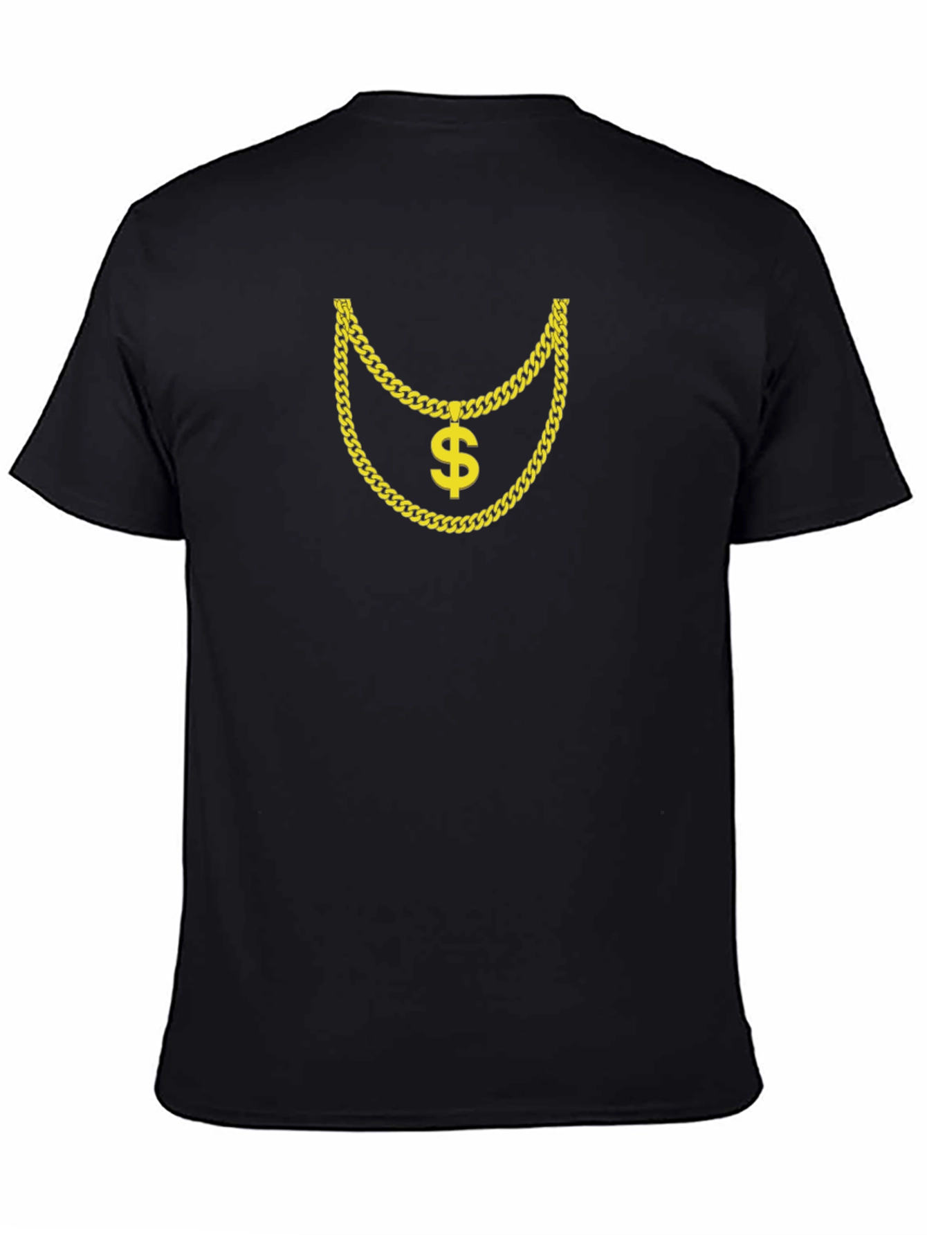 Gold Chain Dollar Sign Graphic Black T-Shirt