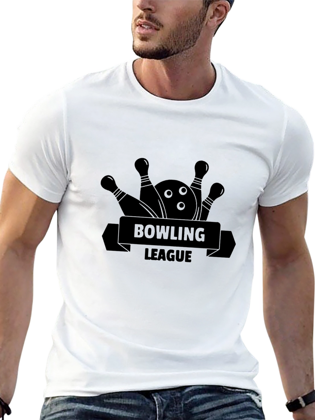 Bowling League Graphic Tee - Black