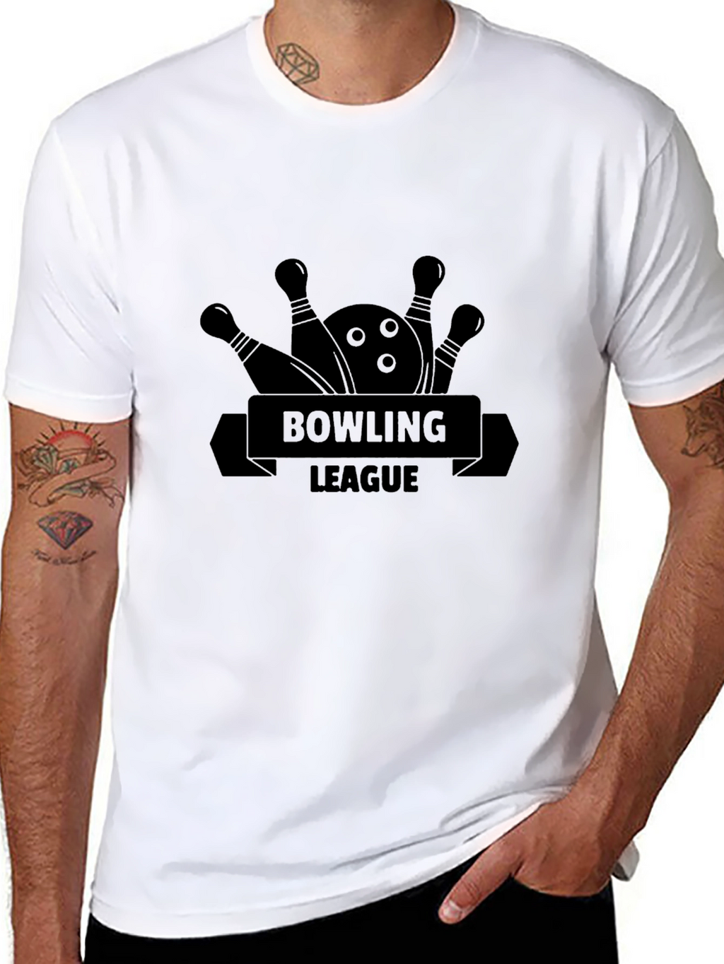 Bowling League Graphic Tee - Black