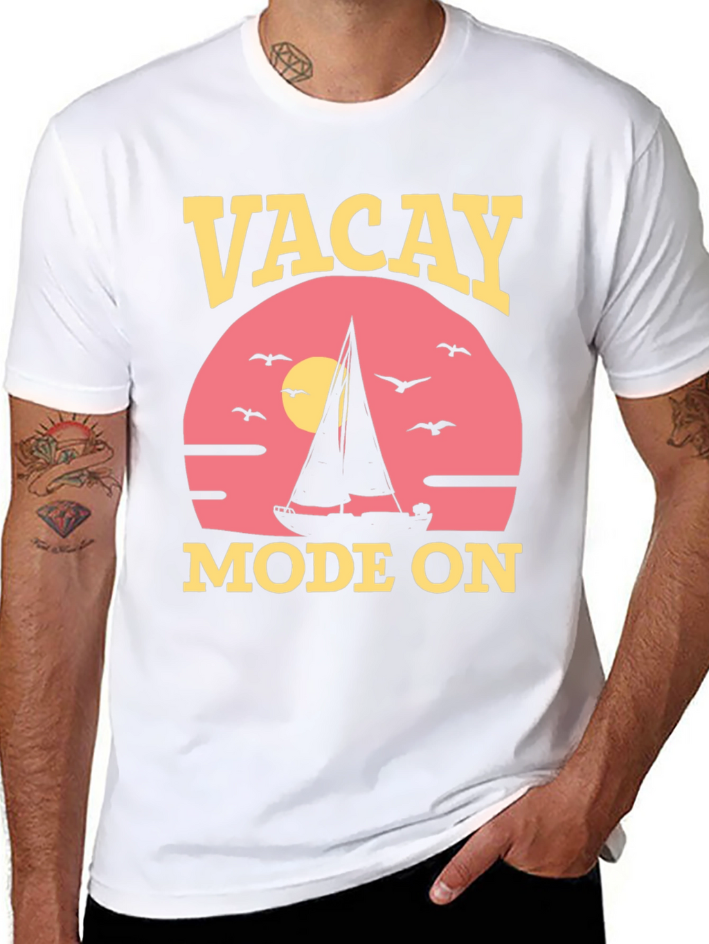 Vacay Mode On T-Shirt: Vacation Sailboat Graphic Tee