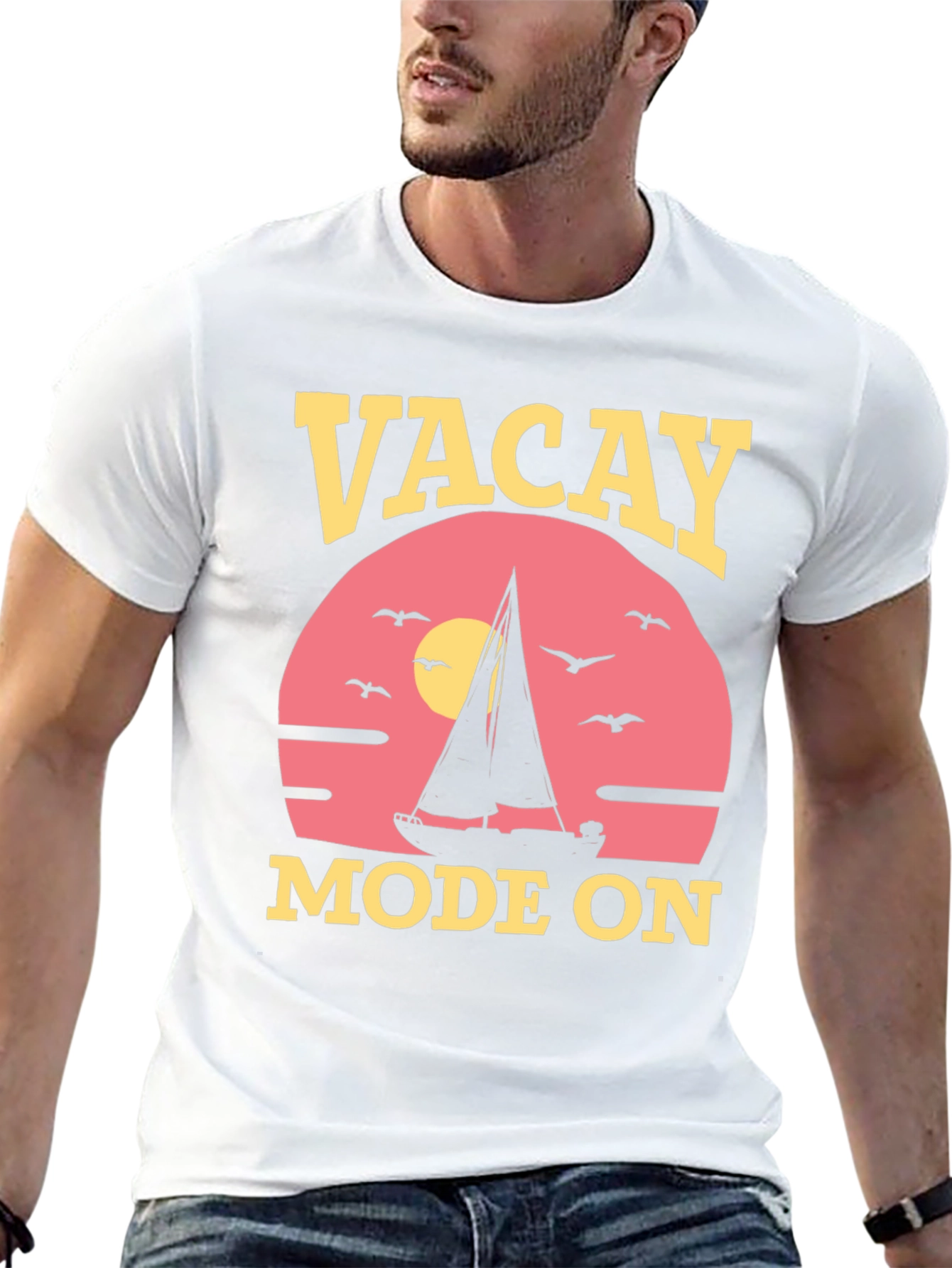 Vacay Mode On T-Shirt: Vacation Sailboat Graphic Tee