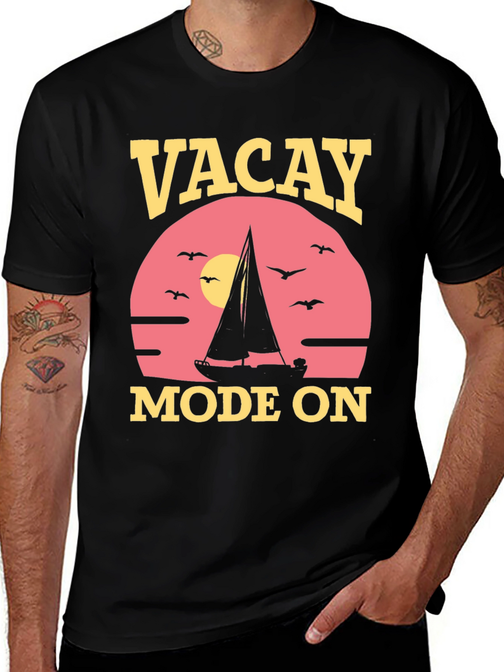 Vacay Mode On T-Shirt: Vacation Sailboat Graphic Tee