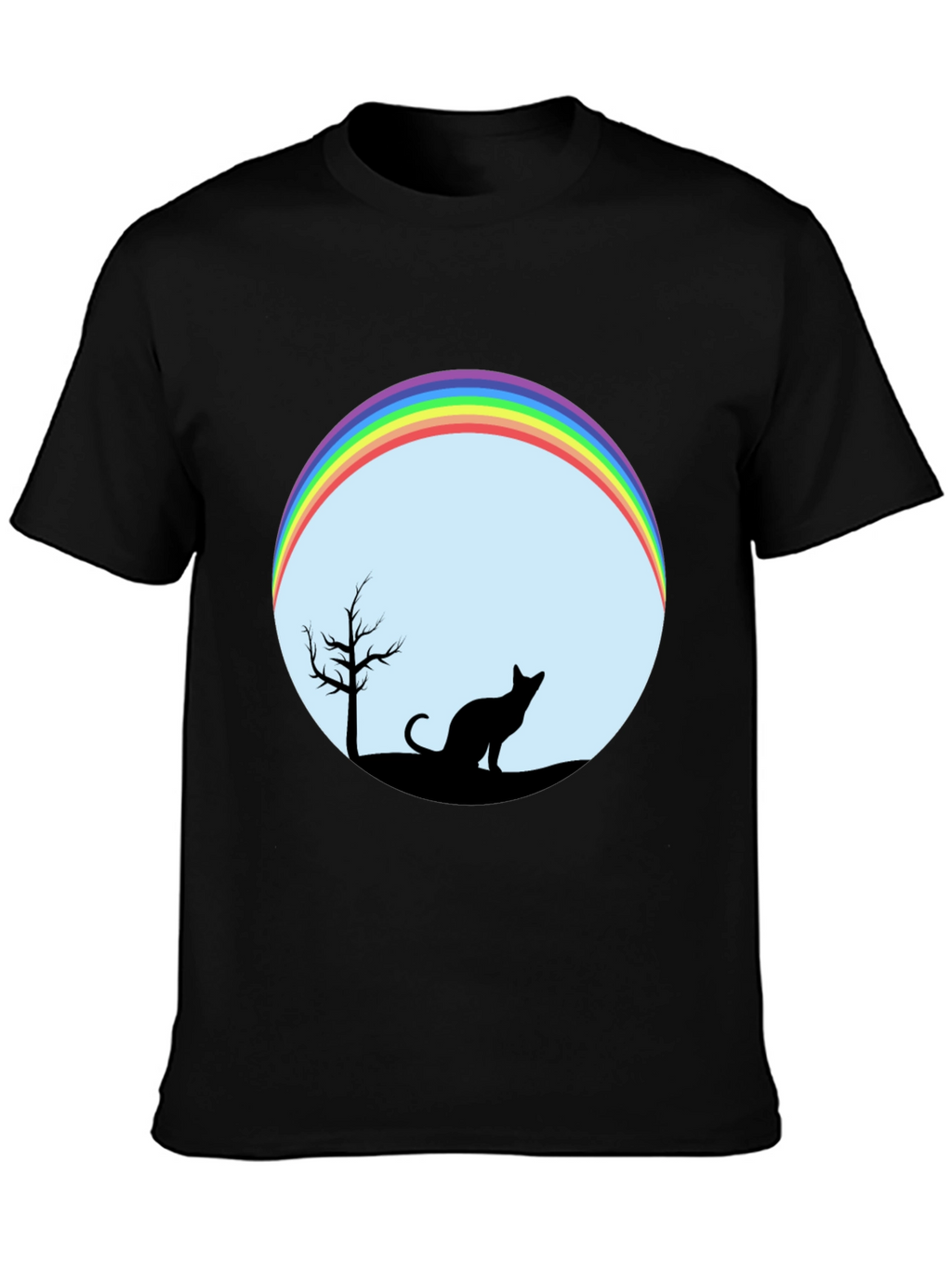 Cat Silhouette Rainbow Graphic Tee - Unisex