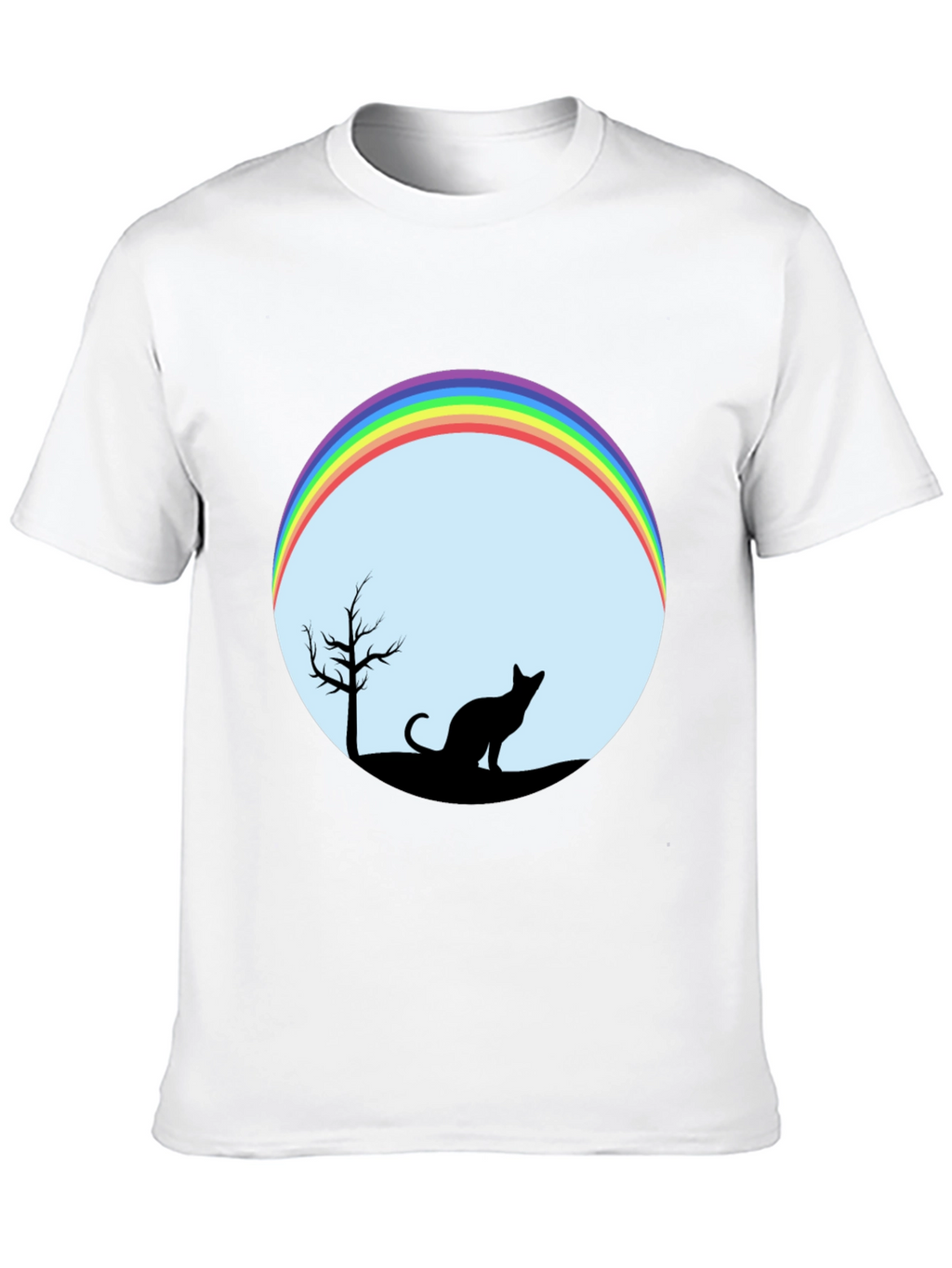 Cat Silhouette Rainbow Graphic Tee - Unisex