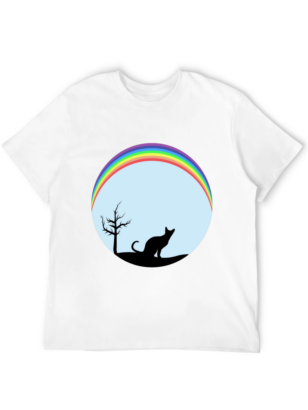 Cat Silhouette Rainbow Graphic Tee - Unisex
