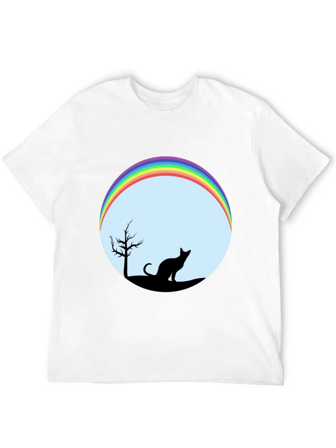 Cat Silhouette Rainbow Graphic Tee - Unisex
