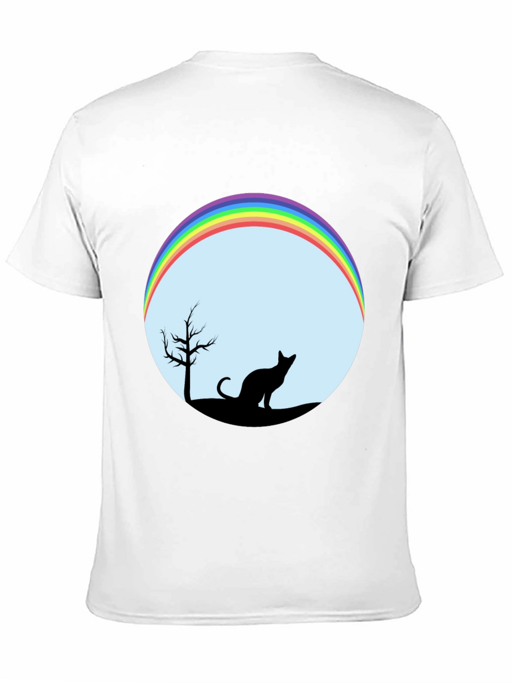 Cat Silhouette Rainbow Graphic Tee - Unisex