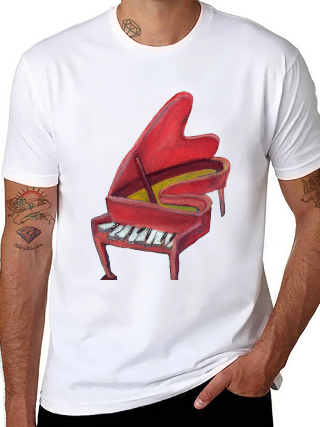 Red Piano Graphic Tee - Music Lovers T-Shirt