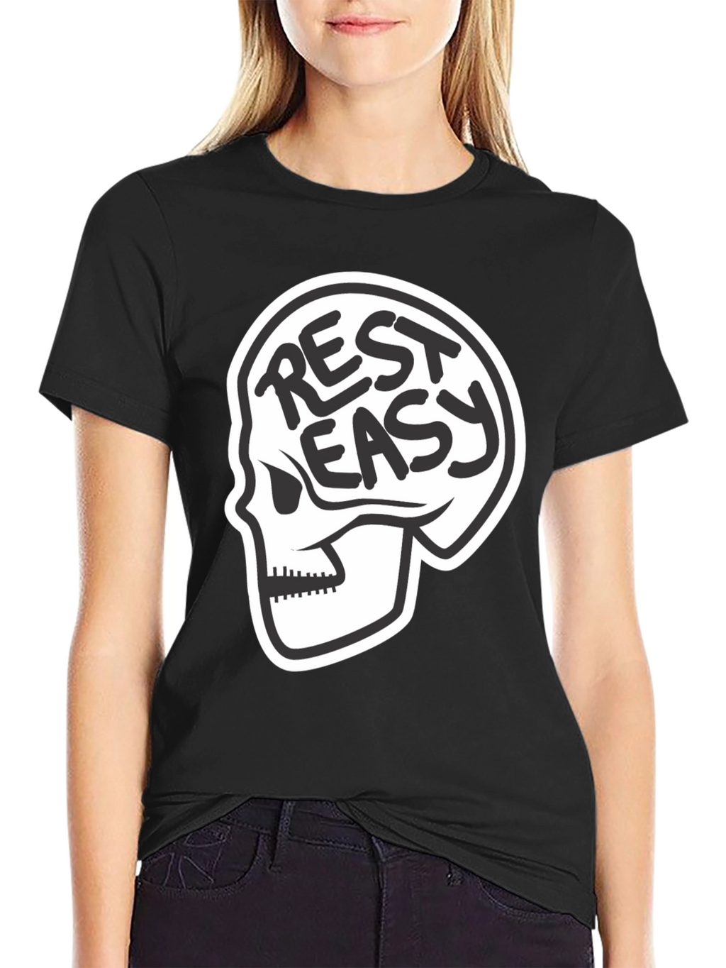 Rest Easy Skull Graphic T-Shirt - Black