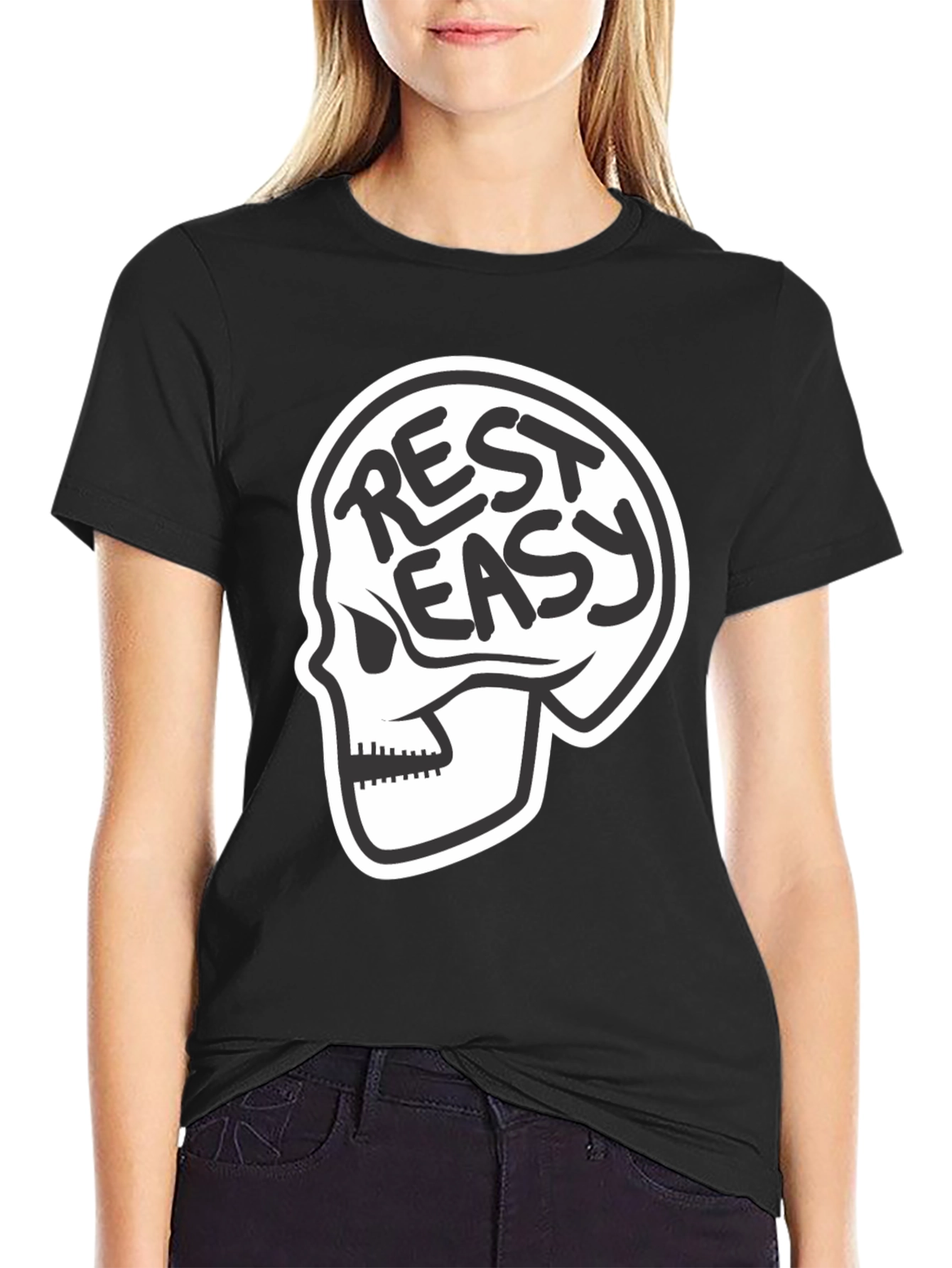Rest Easy Skull Graphic T-Shirt - Black