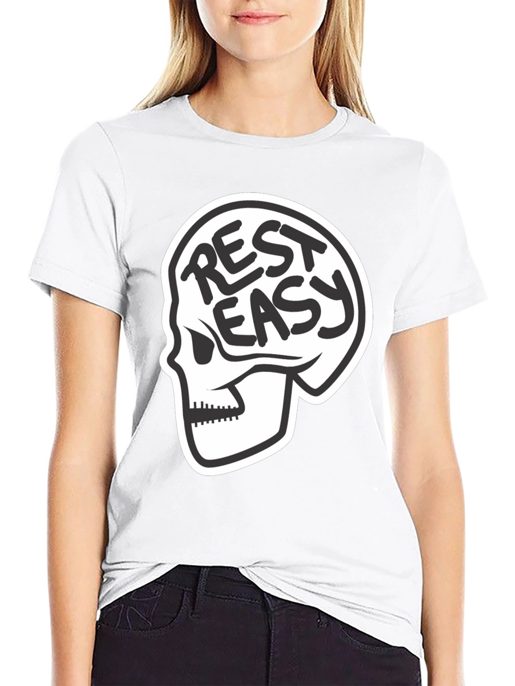 Rest Easy Skull Graphic T-Shirt - Black