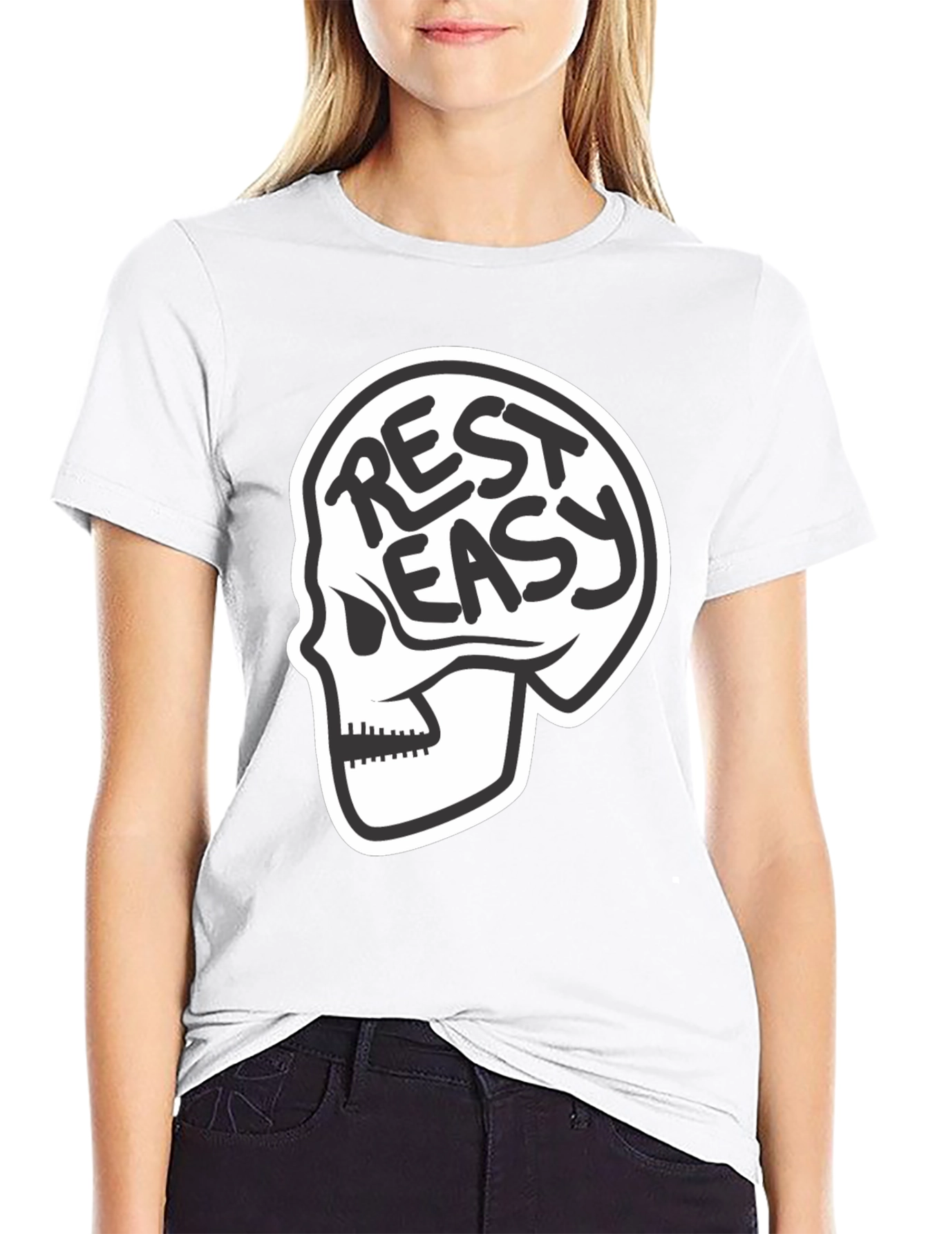 Rest Easy Skull Graphic T-Shirt - Black