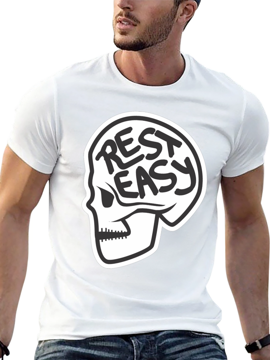Rest Easy Skull Graphic T-Shirt - Black