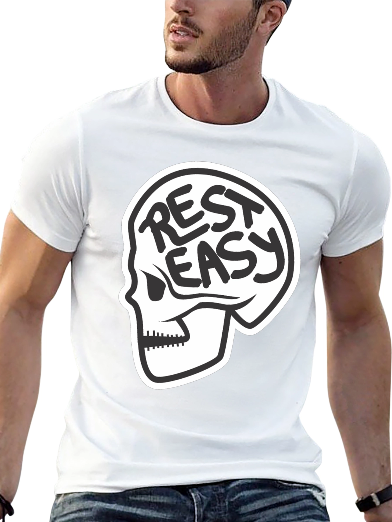 Rest Easy Skull Graphic T-Shirt - Black