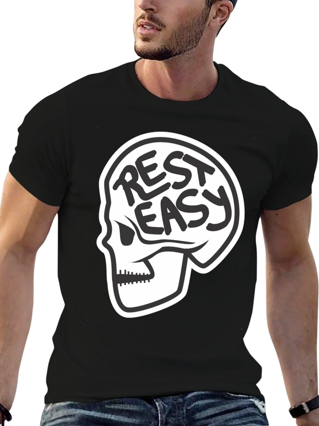 Rest Easy Skull Graphic T-Shirt - Black