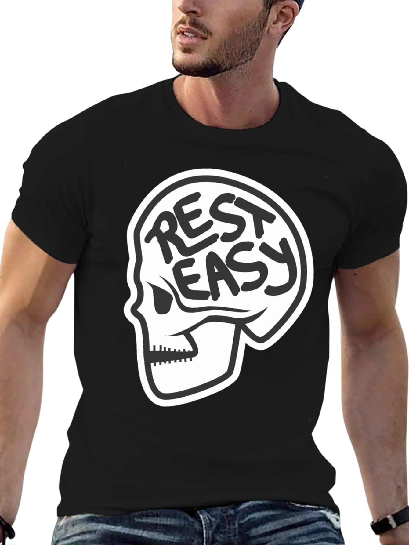 Rest Easy Skull Graphic T-Shirt - Black