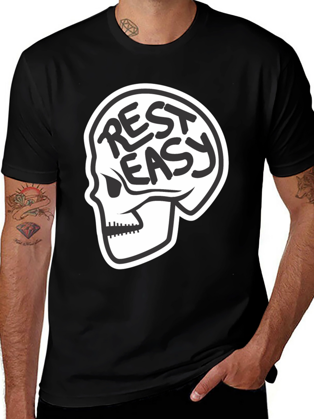 Rest Easy Skull Graphic T-Shirt - Black