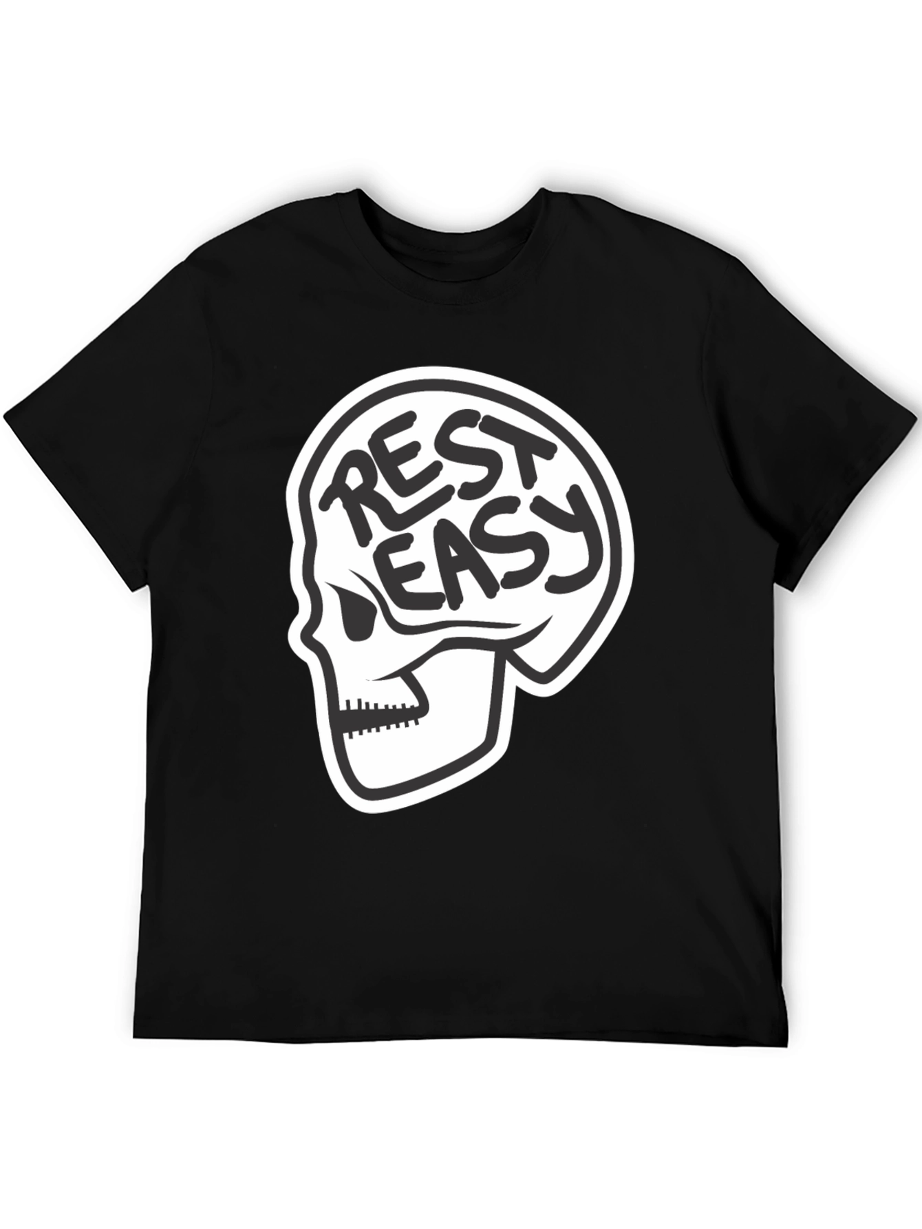 Rest Easy Skull Graphic T-Shirt - Black