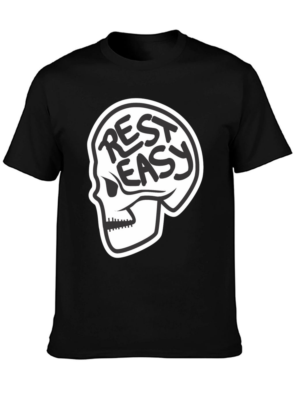 Rest Easy Skull Graphic T-Shirt - Black
