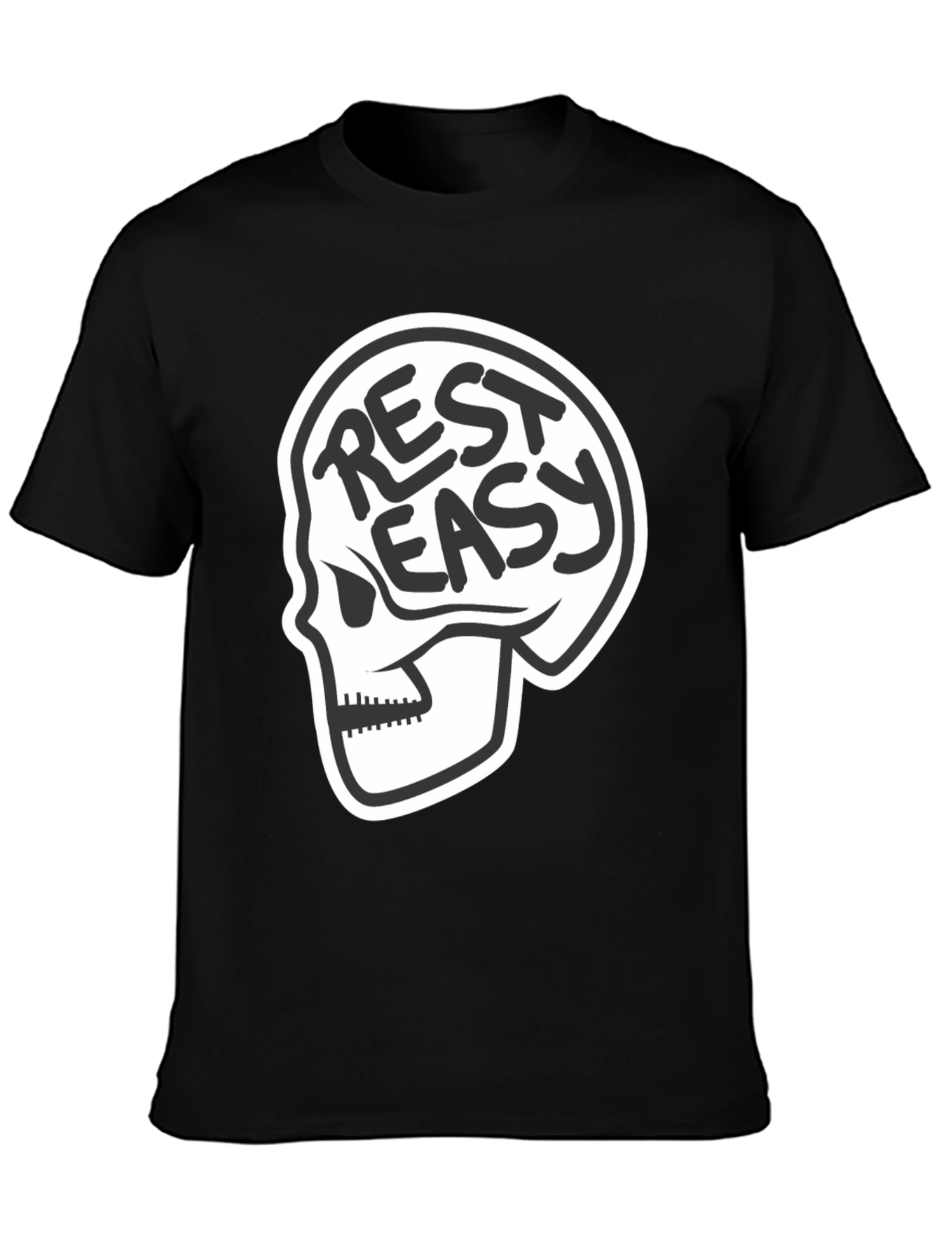 Rest Easy Skull Graphic T-Shirt - Black