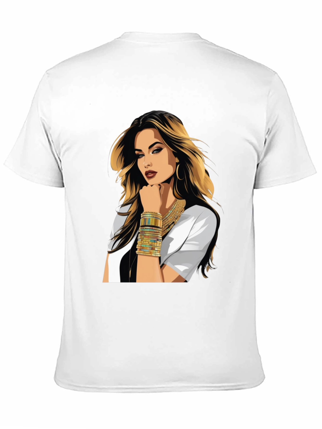 Black Graphic Tee - Glam Woman Print