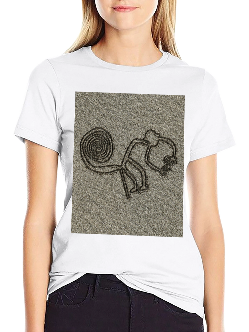 Nazca Lines Monkey Graphic Tee - Casual Style