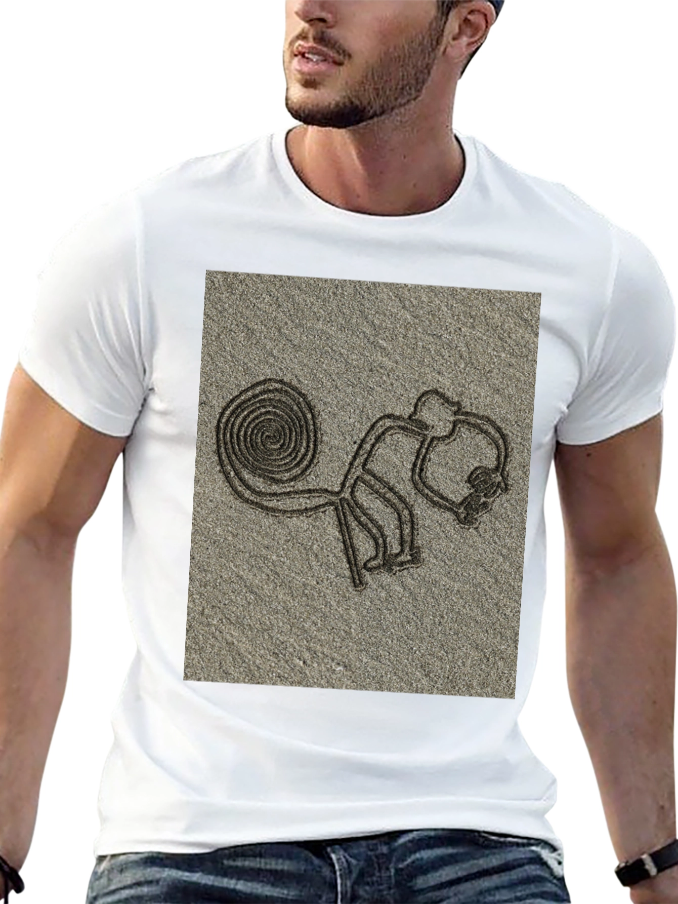 Nazca Lines Monkey Graphic Tee - Casual Style