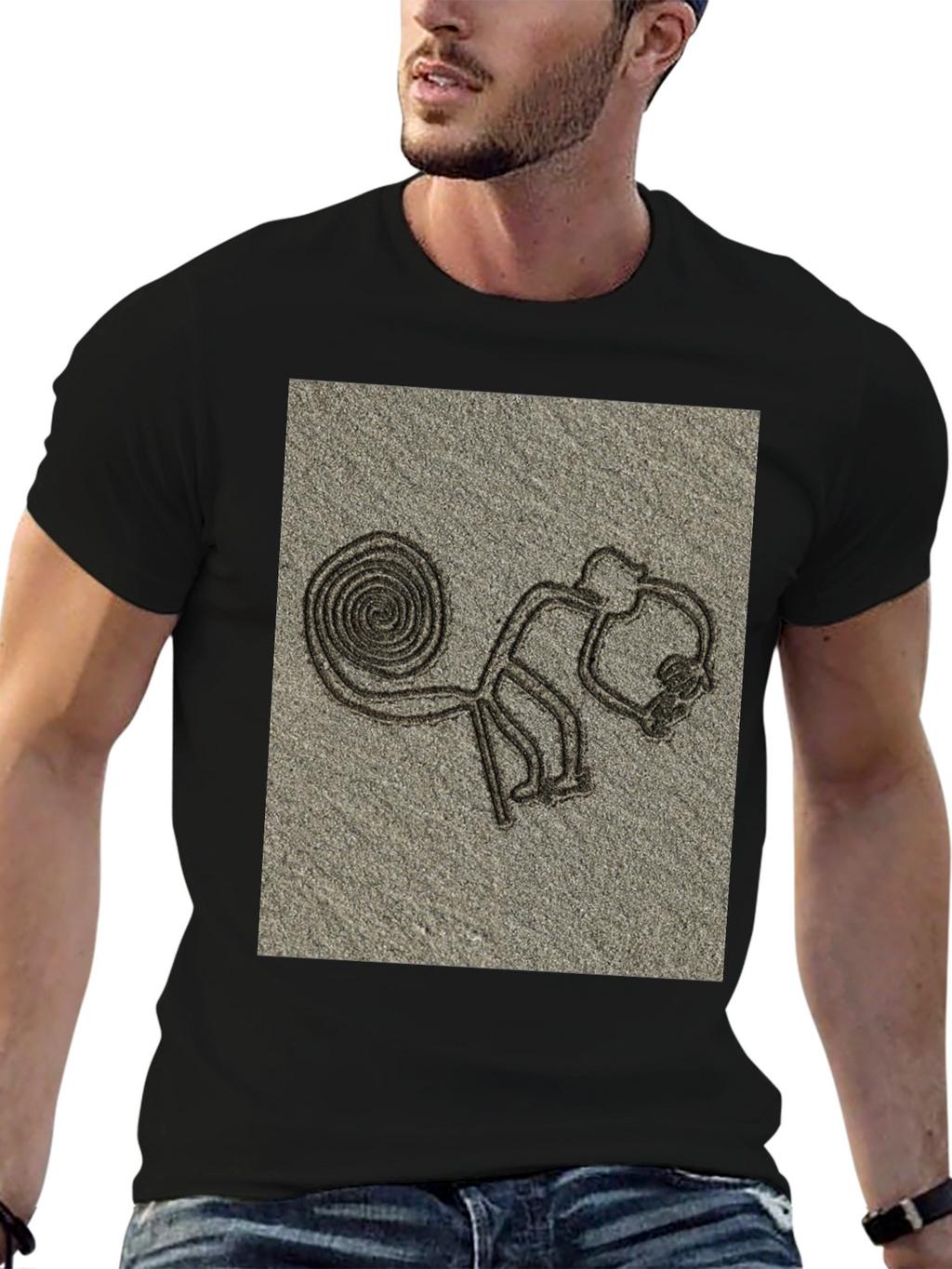 Nazca Lines Monkey Graphic Tee - Casual Style