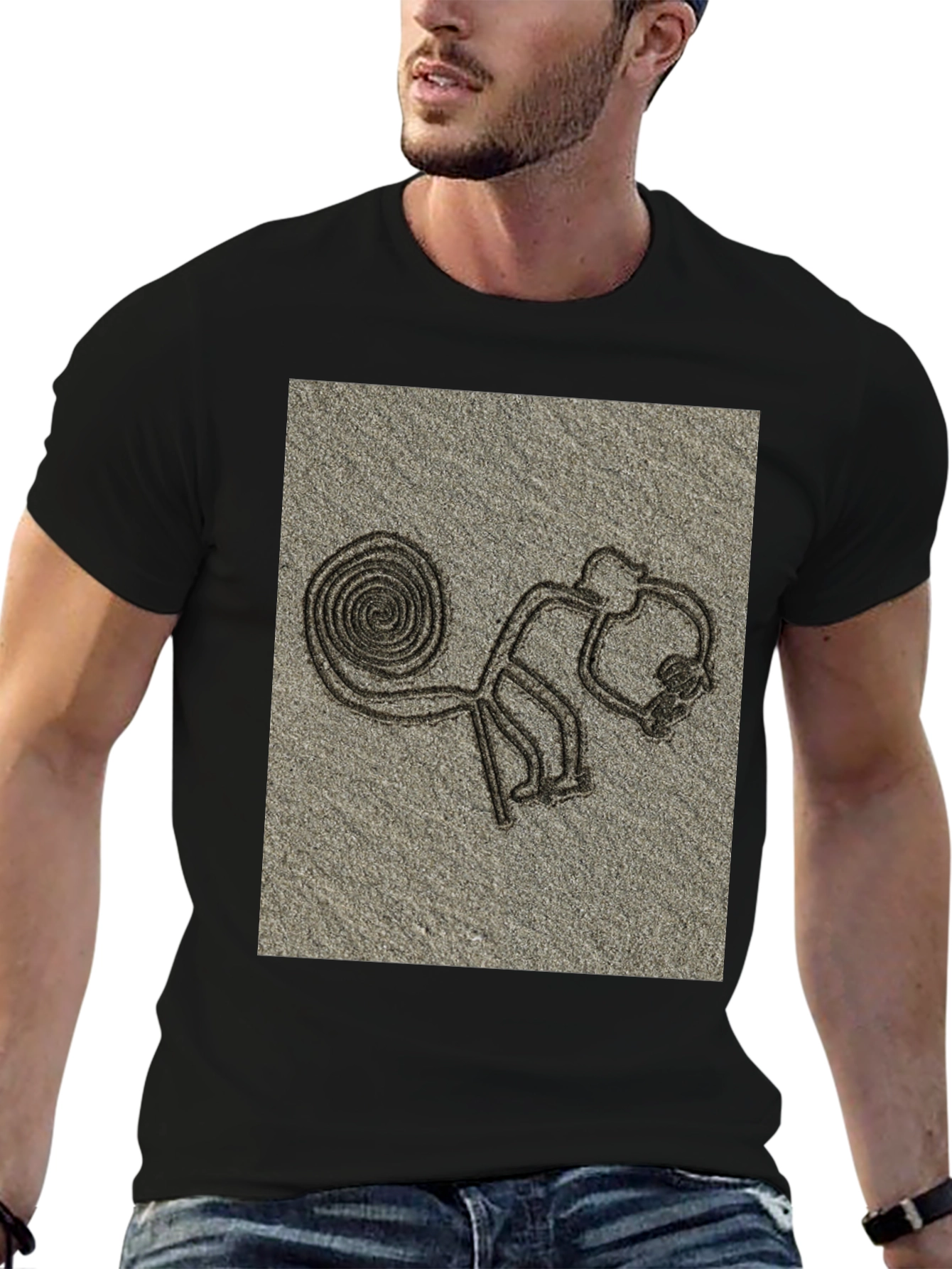 Nazca Lines Monkey Graphic Tee - Casual Style