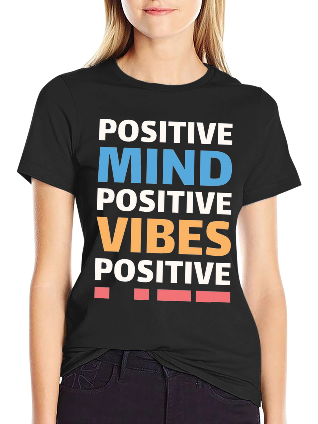 Positive Mind Vibes Graphic Tee - Black Cotton T-Shirt