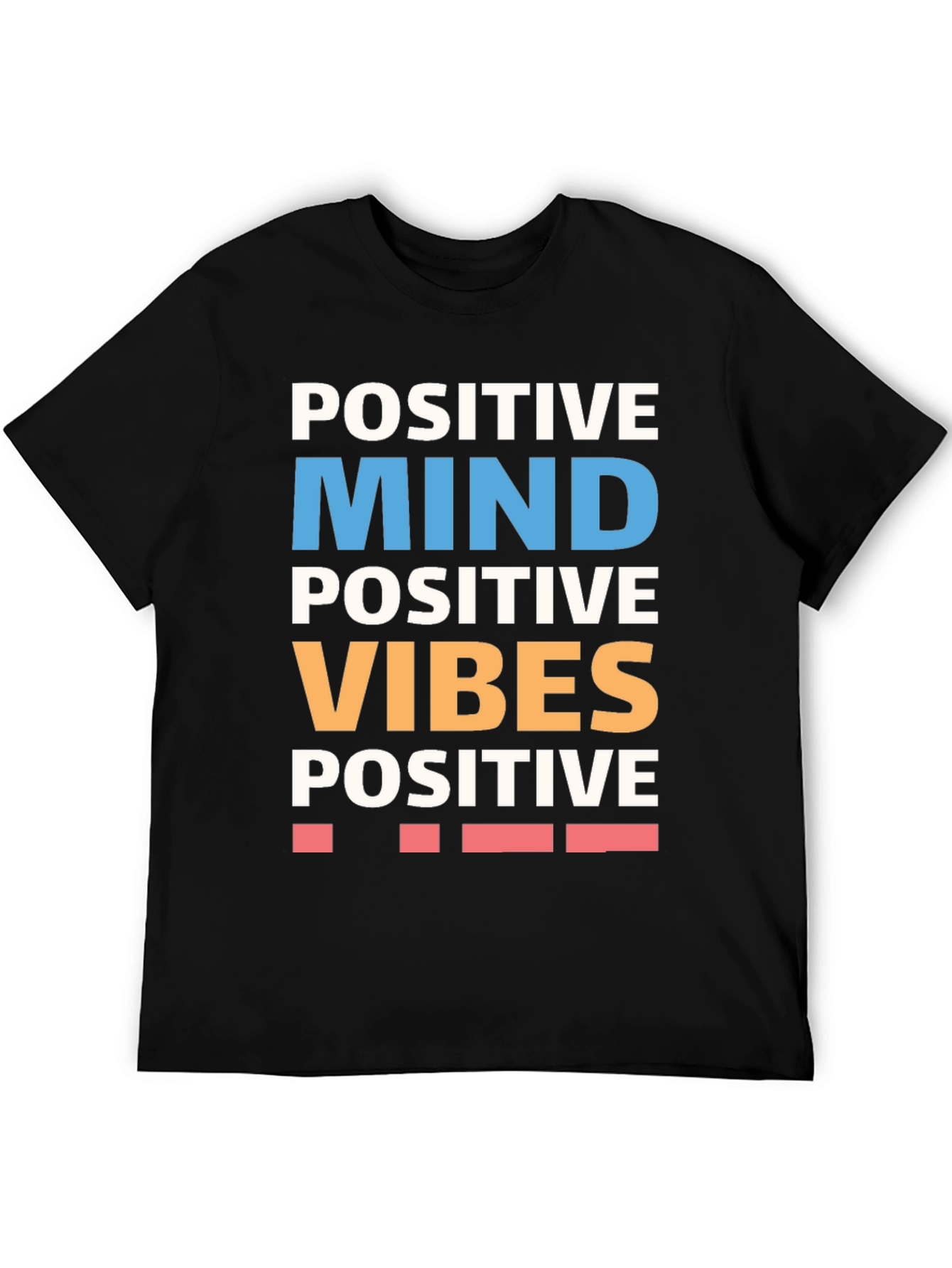 Positive Mind Vibes Graphic Tee - Black Cotton T-Shirt