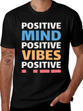 Positive Mind Vibes Graphic Tee - Black Cotton T-Shirt