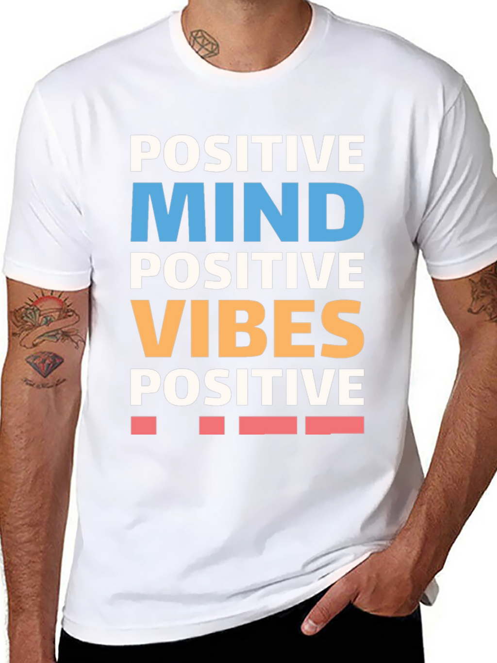 Positive Mind Vibes Graphic Tee - Black Cotton T-Shirt