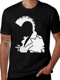 Punk Rock Graphic Tee - Bold Black Cotton T-Shirt