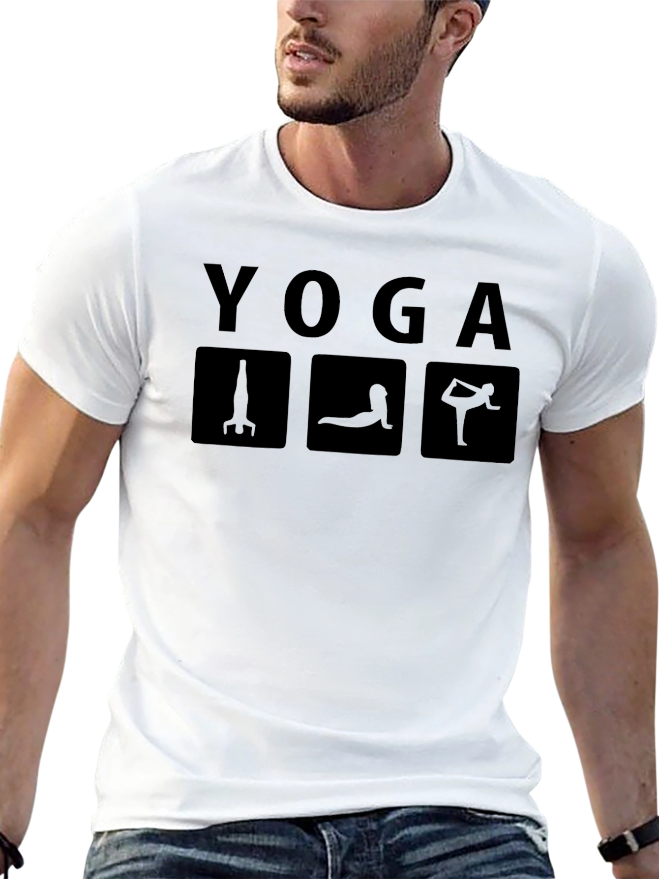 Yoga Poses Graphic Tee - Mens Black T-Shirt