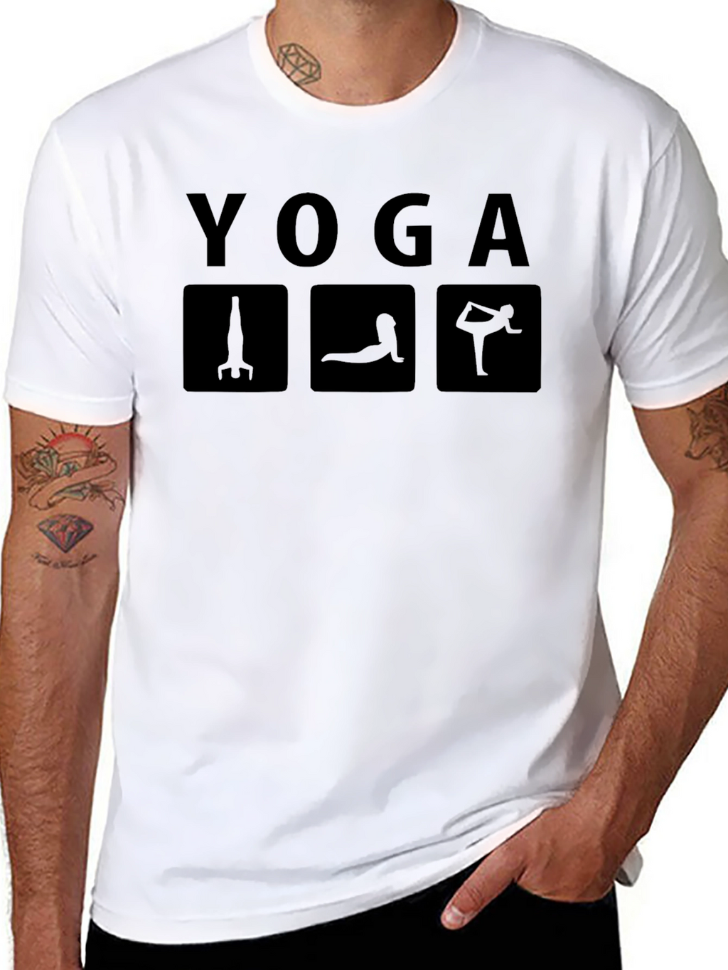 Yoga Poses Graphic Tee - Mens Black T-Shirt