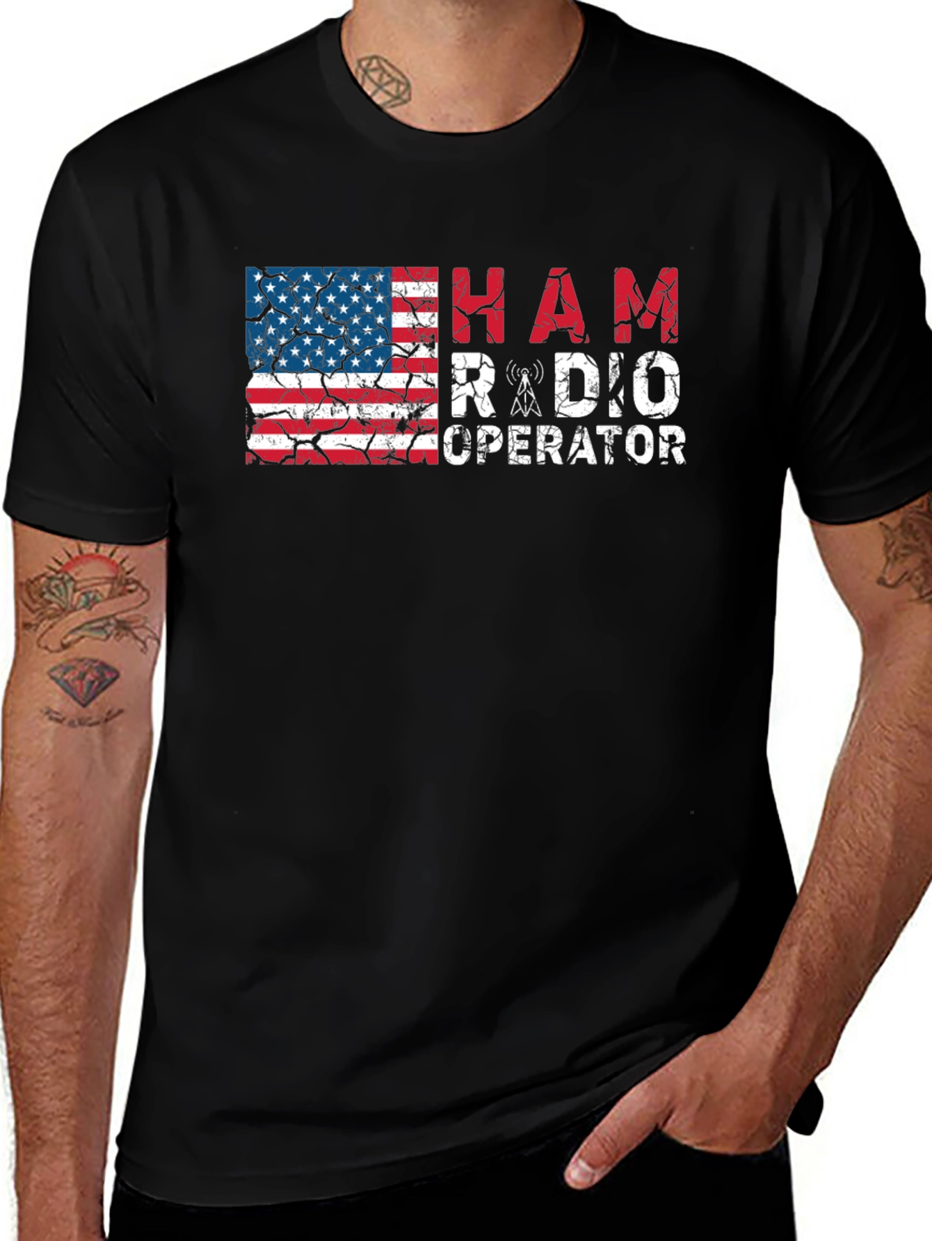 Ham Radio Operator American Flag T-Shirt