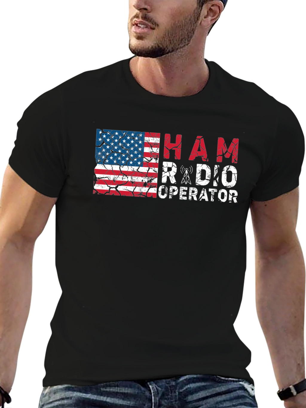 Ham Radio Operator American Flag T-Shirt