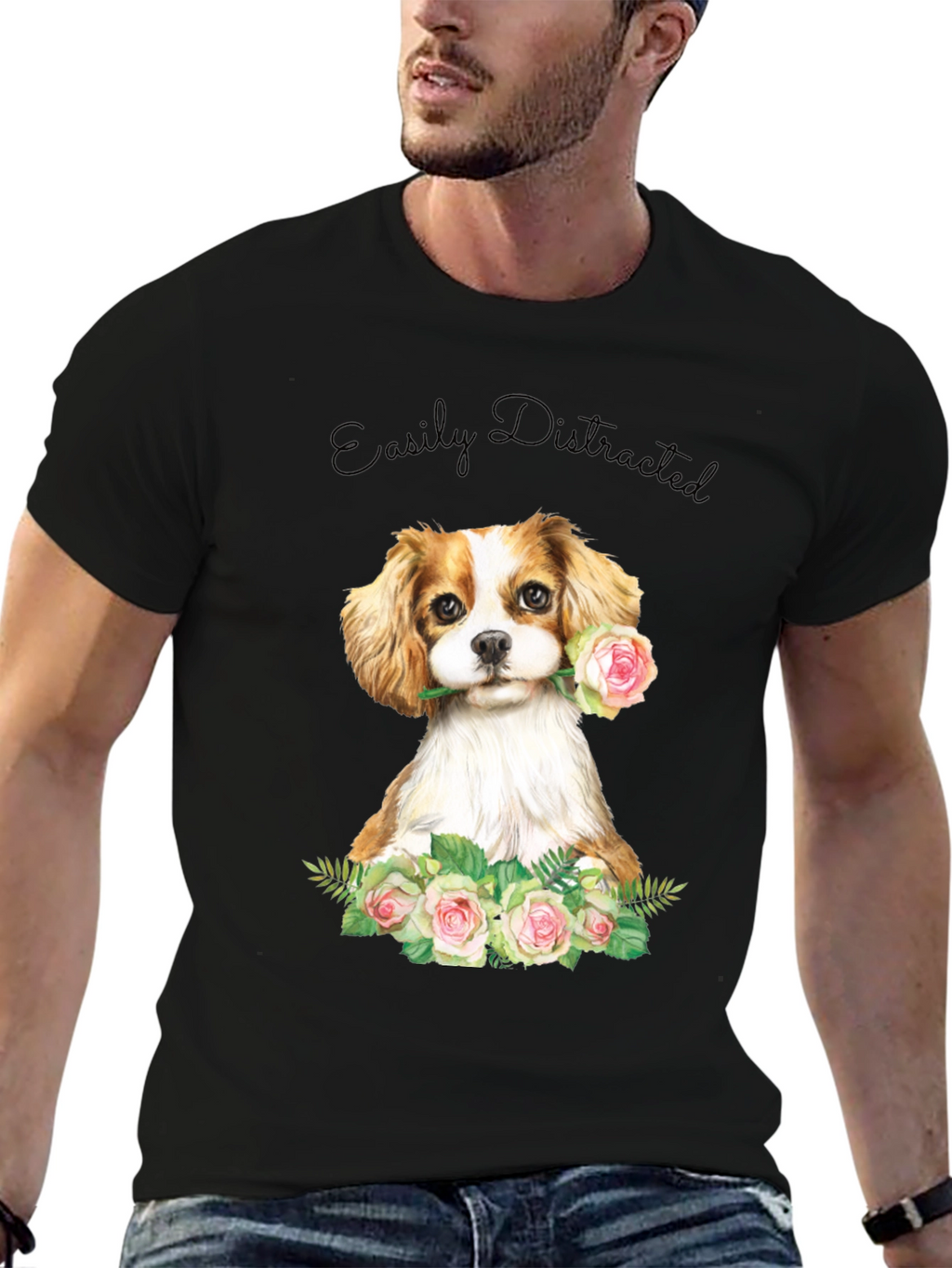 Easily Distracted Dog & Rose T-Shirt