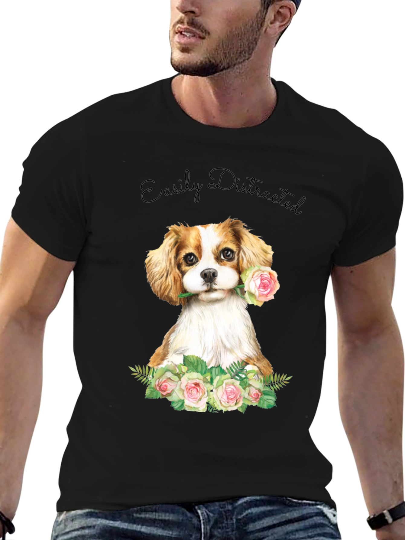 Easily Distracted Dog & Rose T-Shirt